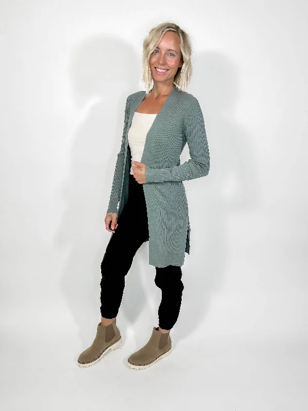 Classic Ribbed Duster Cardigan- SPRUCE