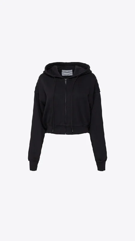 Boston Crop Hoodie - Jet Black