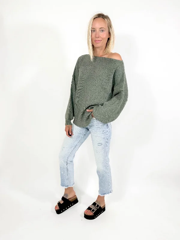 Reagan Boat Neck Sweater- BASIL