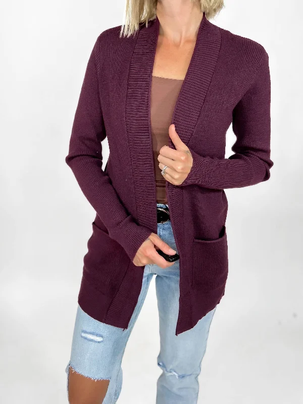 Nicoletta Waffle Cardigan- FIG