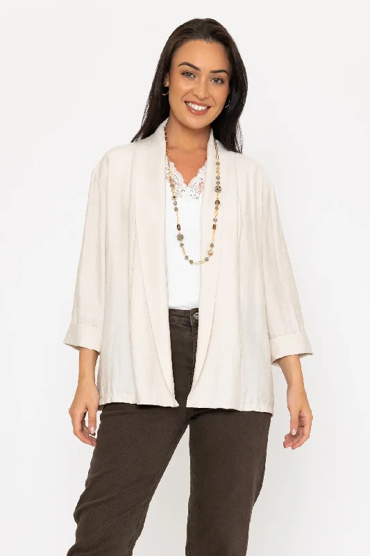 3/4 Length Sleeve Cover Up in Beige