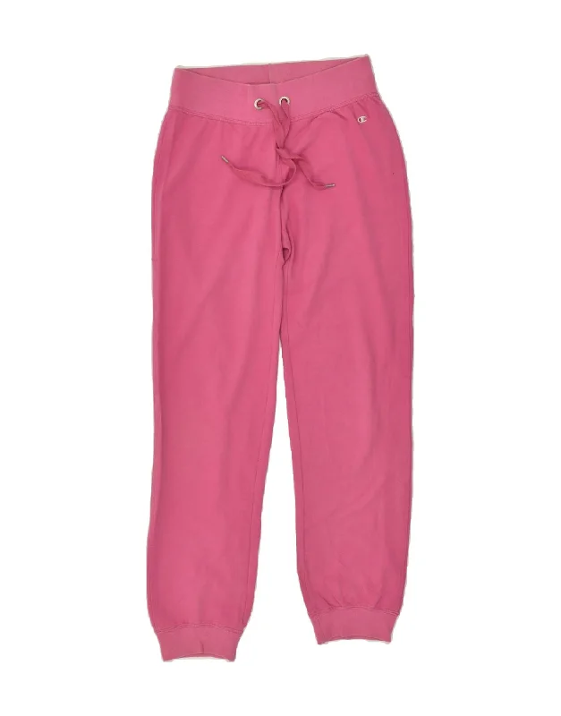 CHAMPION Womens Tracksuit Trousers Joggers UK 14 Medium Pink Cotton