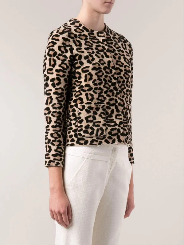 Cropped Leopard Knit Jacket