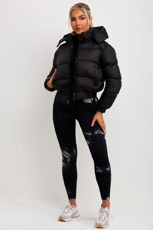 Puffer Jacket With Hood Black