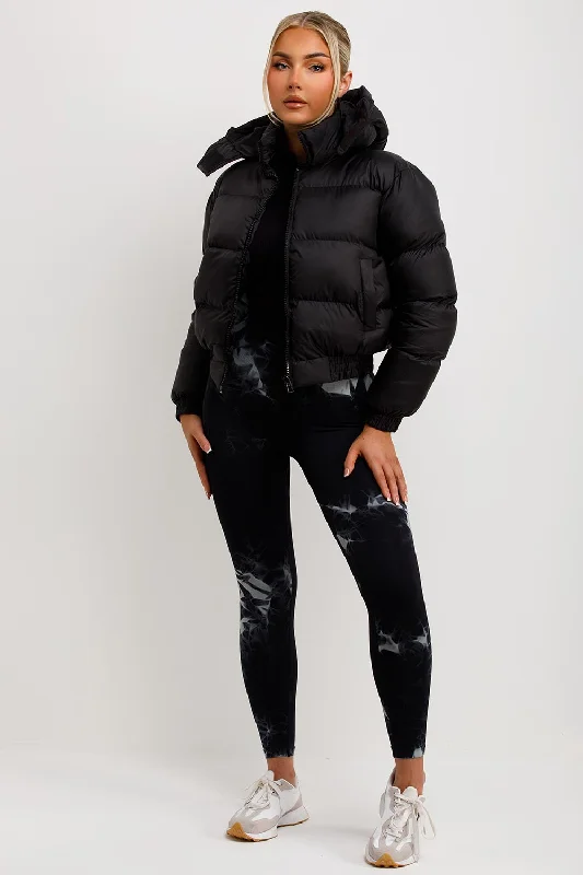 Puffer Jacket With Hood Black