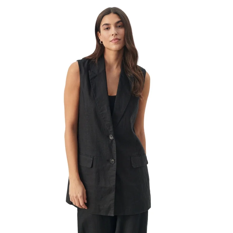 Enyo Linen Waistcoat in Black