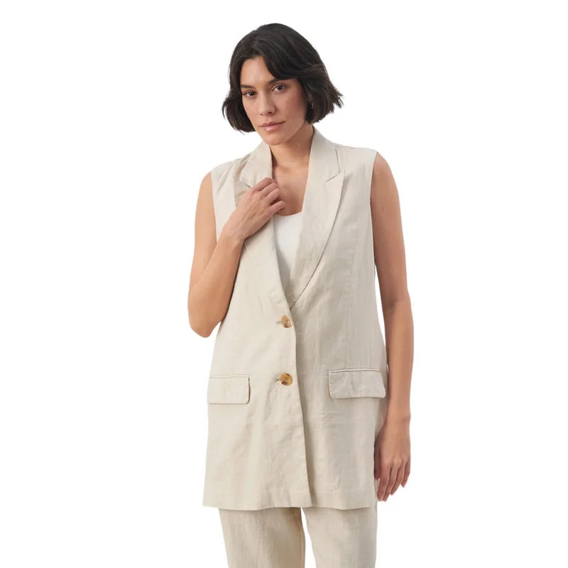 Enyo Linen Waistcoat in French Oak