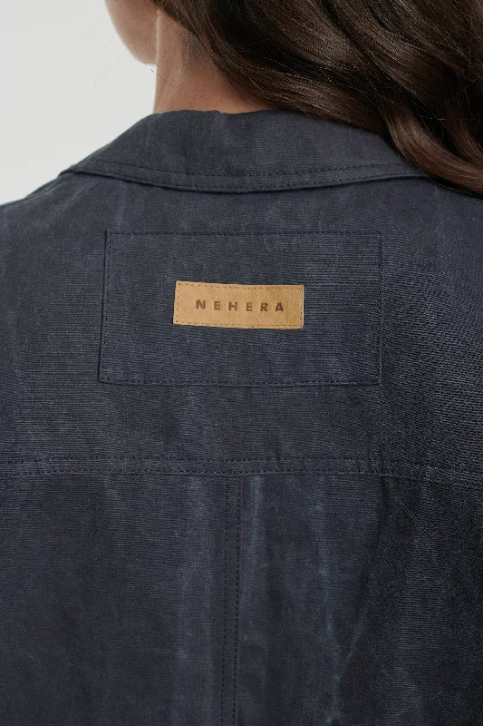 Faded blue cotton linen workwear jacket