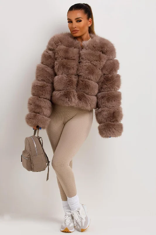 Faux Fur Bubble Coat Tan