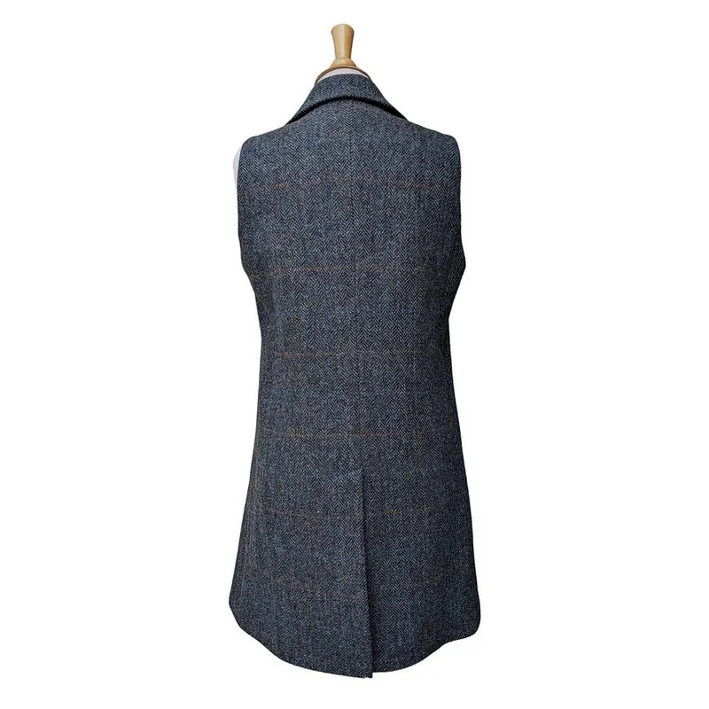 Eliz Scott Harris Tweed Taylor Long Gilet Blue