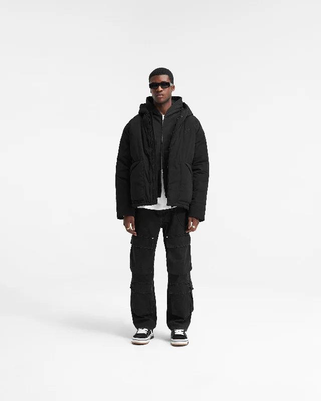 Hooded Puffer Jacket - Jet Black