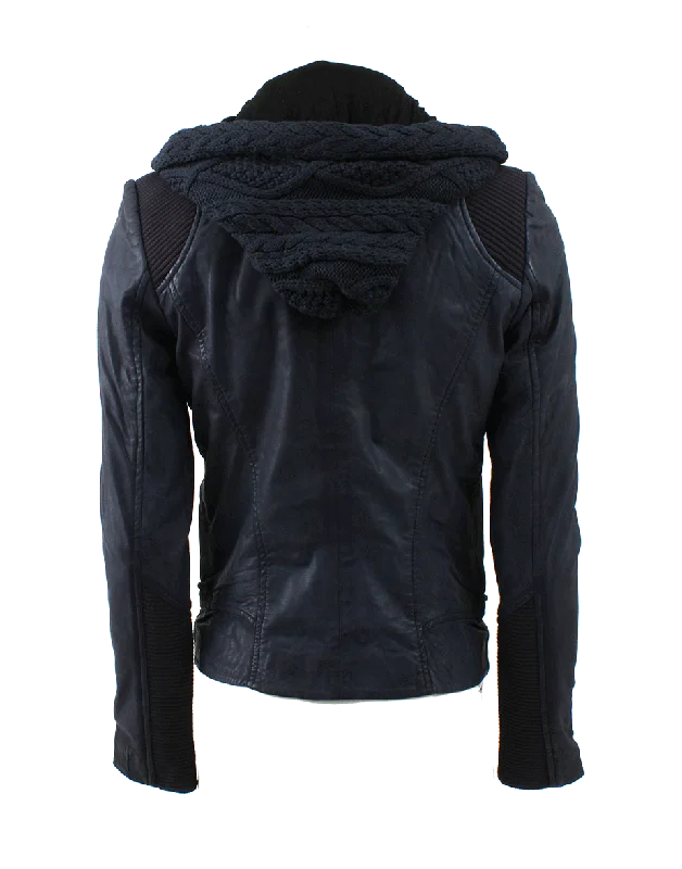 Jacket With Ribbing And Detachable Hood