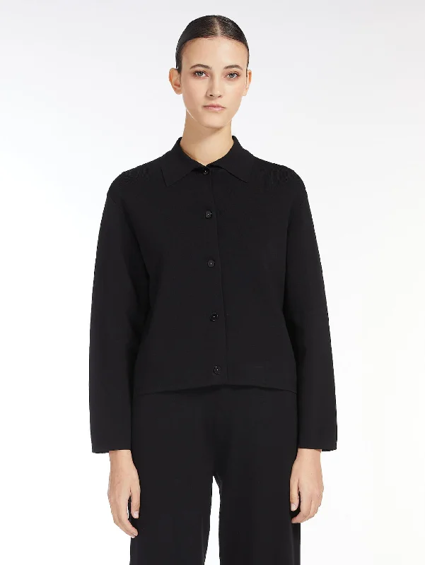 Giacca Boxy con Colletto a Camicia Kiota Nero