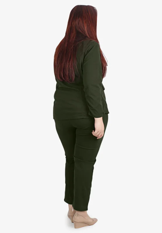 Blair Stretch Work Blazer - Dark Moss Green