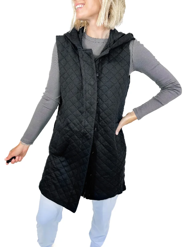 MONO B Krista Quilted Vest- BLACK