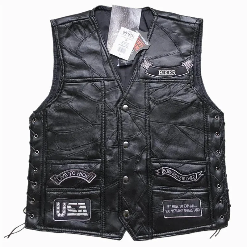 Motorcycle Men Leather Classic Vintage Vest