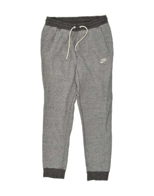 NIKE Womens Graphic Tracksuit Trousers Joggers UK 14 Medium Grey Flecked