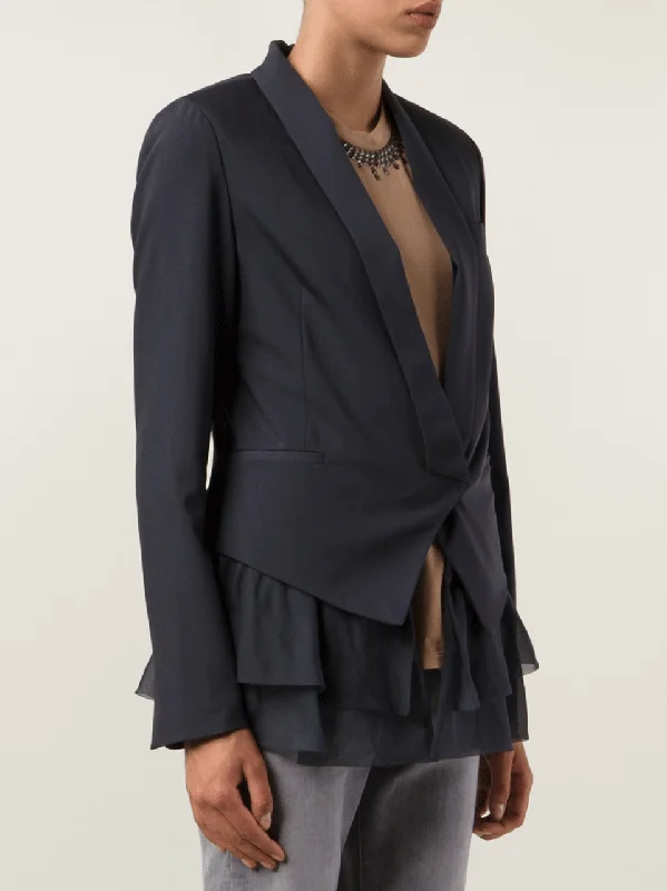 Organza Ruffle Wool Blazer