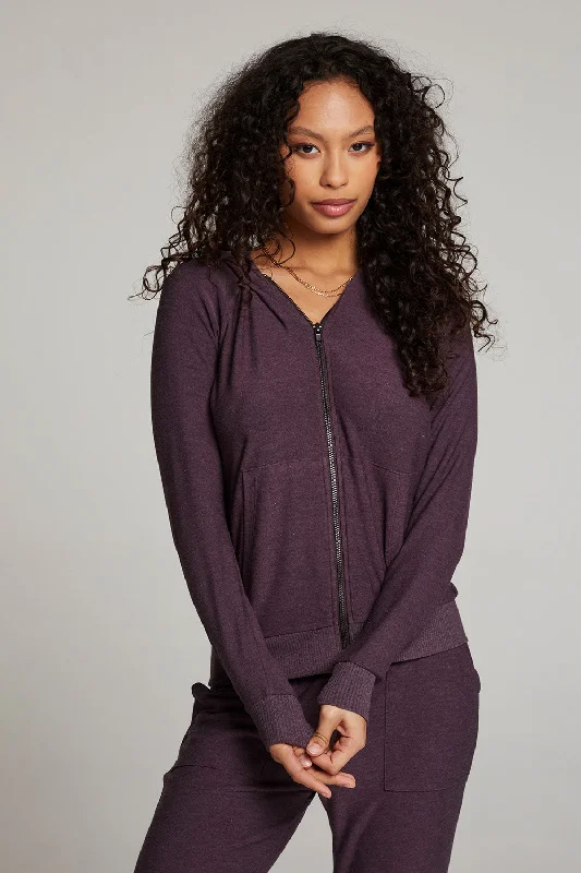 Plum Perfect Long Sleeve Raglan Zip Up Hoodie