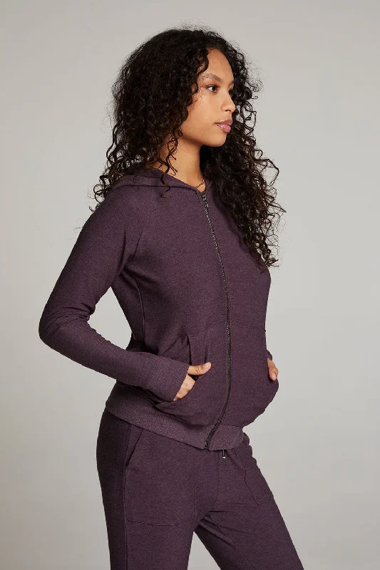 Plum Perfect Long Sleeve Raglan Zip Up Hoodie