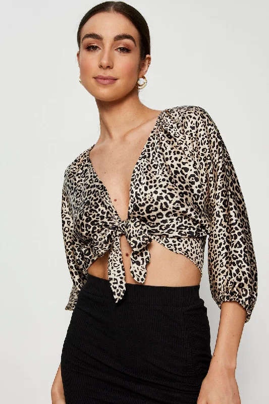 Print Crop Bolero Short Sleeve