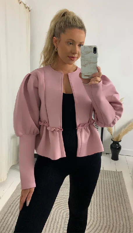 Puff Arm Blazer Jacket Pink