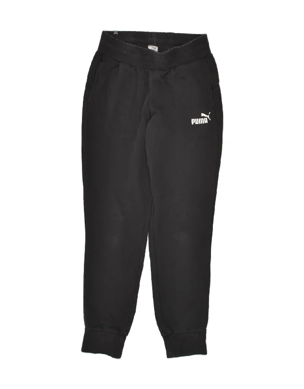 PUMA Womens Graphic Tracksuit Trousers Joggers UK 10 Small Black Cotton