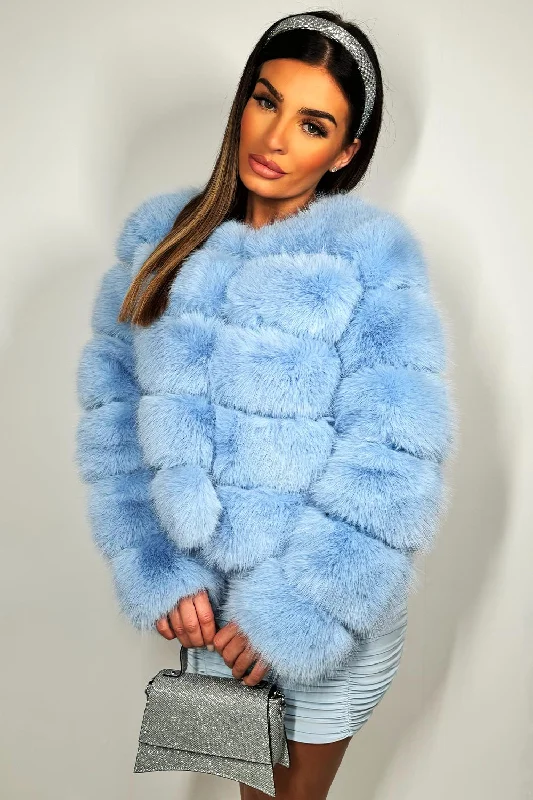 Sky Blue Faux Fur Bubble Coat