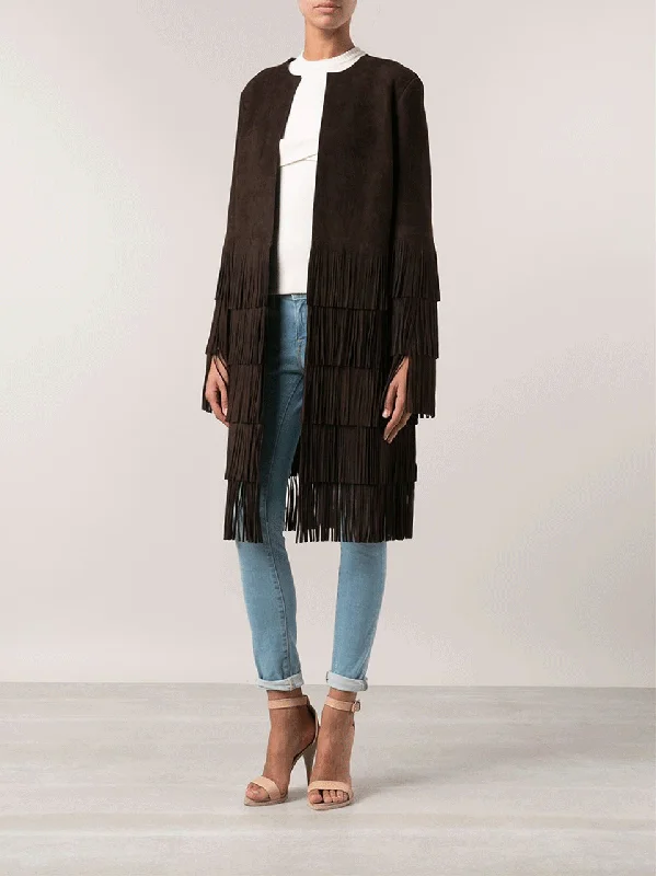 Suede Fringe Coat