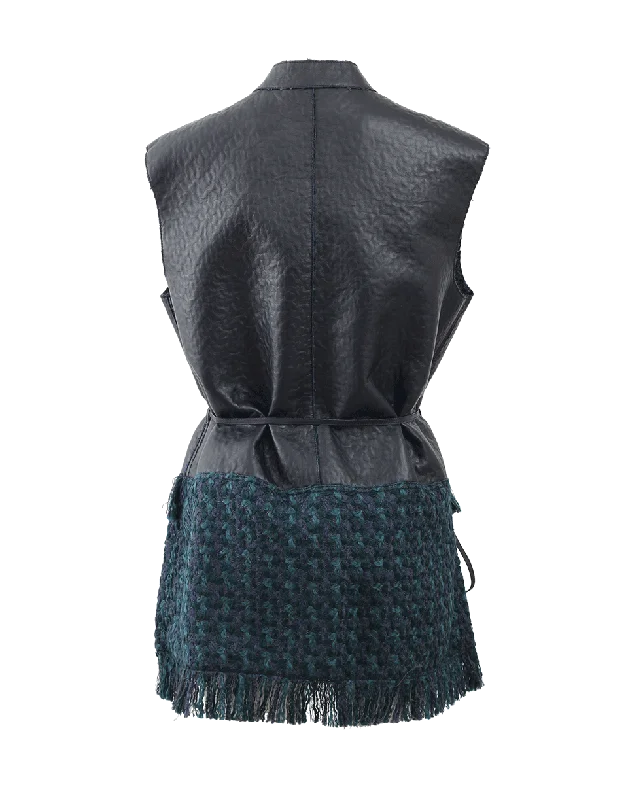 Tweed And Leather Vest