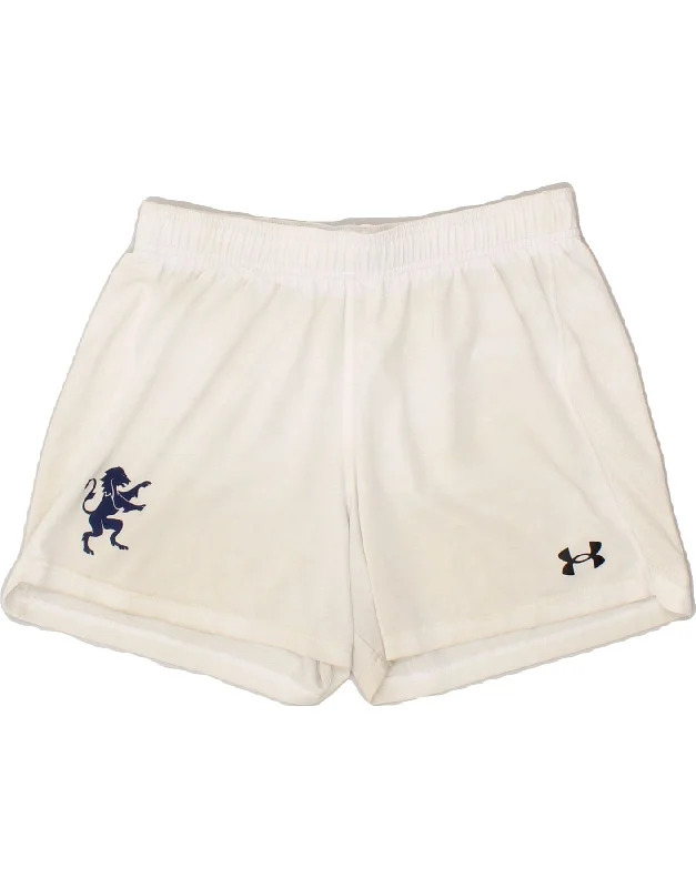 UNDER ARMOUR Womens Heat Gear Graphic Sport Shorts UK 12 Medium White