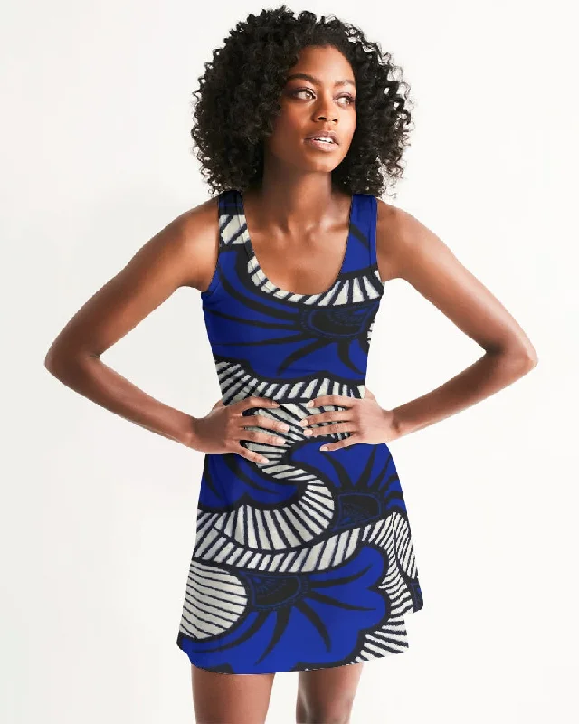 AKH African Fleurs Bleues Women's Racerback Dress