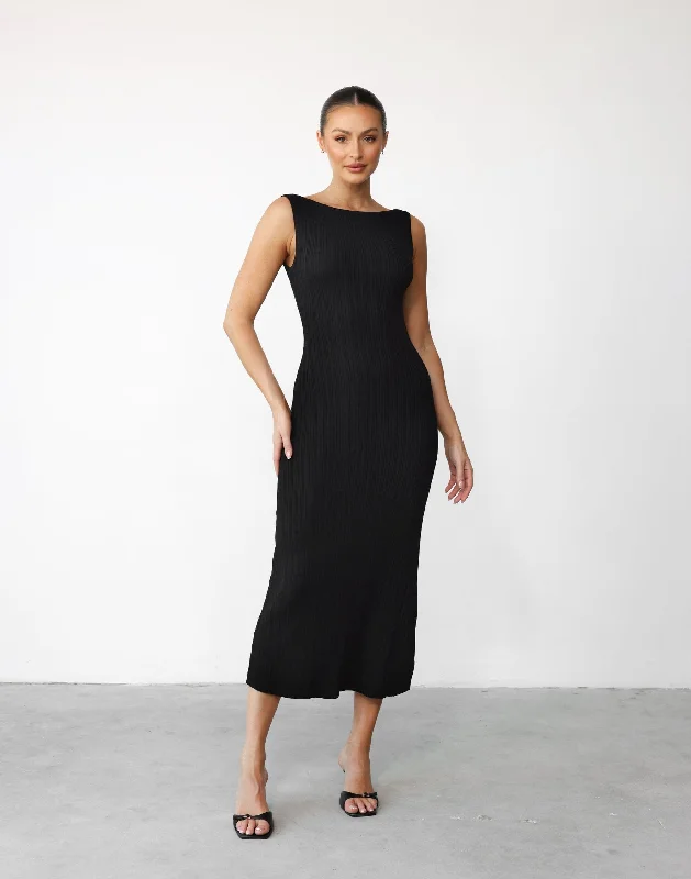 Aylah Midi Dress (Black)