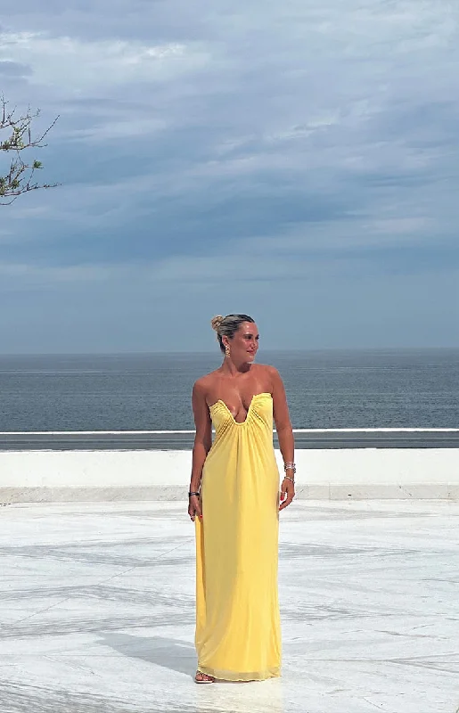 Braelyn Yellow Strapless Maxi Dress