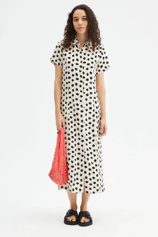 Compania Fantastica Polka Dot Midi Shirt Dress