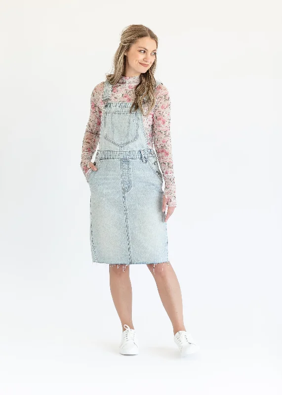 Denim Overall Jumper Raw Hem Midi Dress