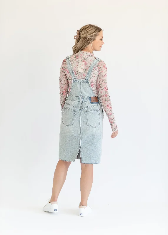 Denim Overall Jumper Raw Hem Midi Dress