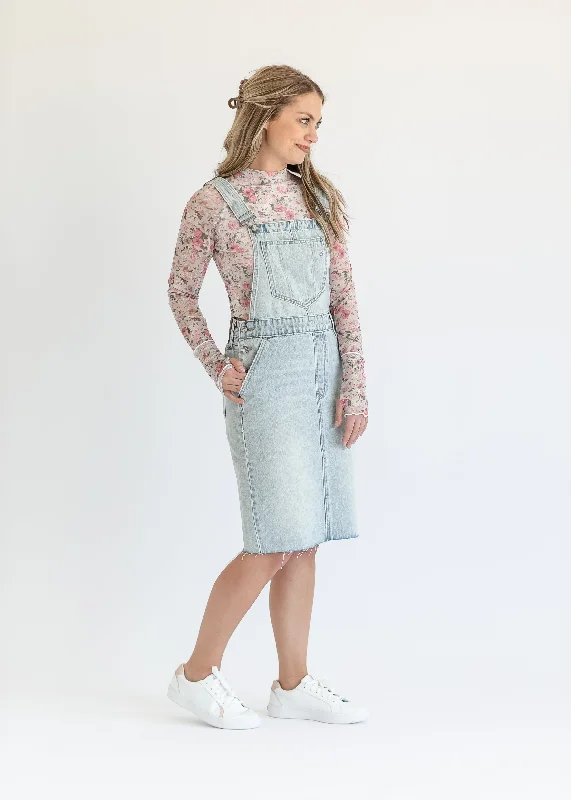 Denim Overall Jumper Raw Hem Midi Dress