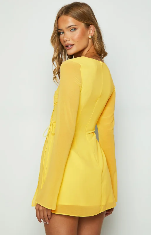 Lucy Yellow Long Sleeve Mini Dress