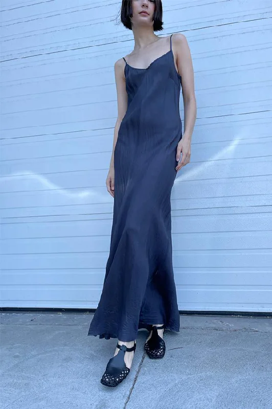 Floor-Length Bias Ankle Slip in Navy