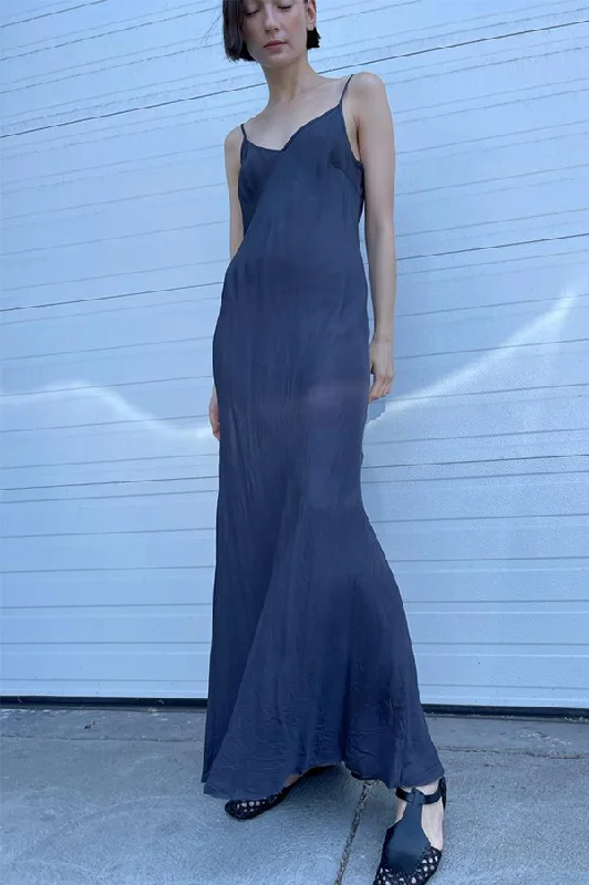 Floor-Length Bias Ankle Slip in Navy