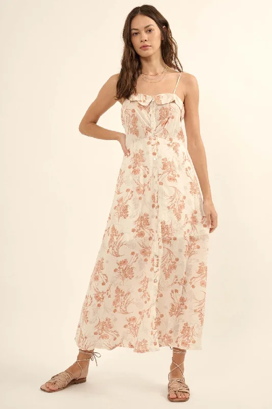 Posie Fields Floral Toile Button-Front Midi Dress