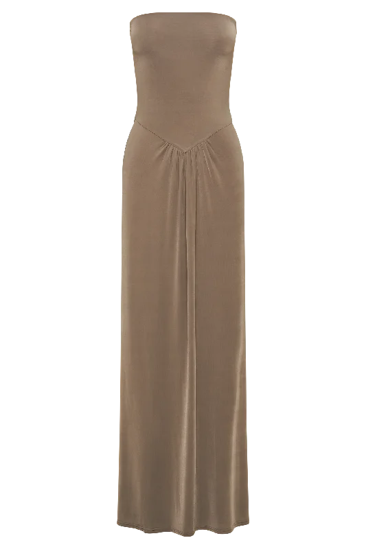 Ruby Strapless Slinky Maxi Dress - Coco