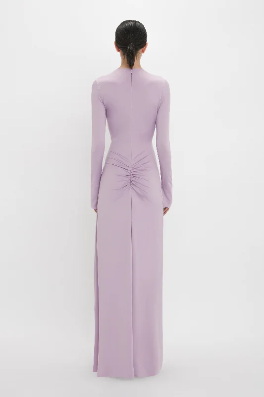 Ruched Detail Floor-Length Gown In Petunia