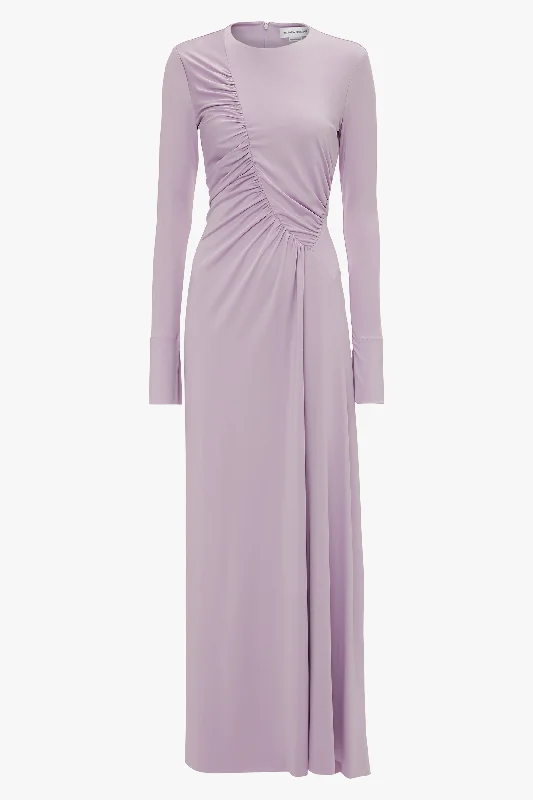 Ruched Detail Floor-Length Gown In Petunia