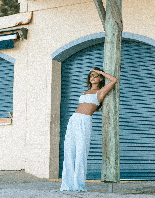 Cairo Crop Top (Blue Linen)