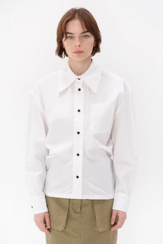 Button Down Banana Shirt in Cotton, Optic White