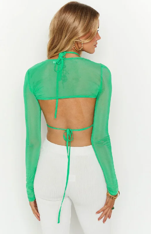 Enya Green Mesh Bra and Crop Set