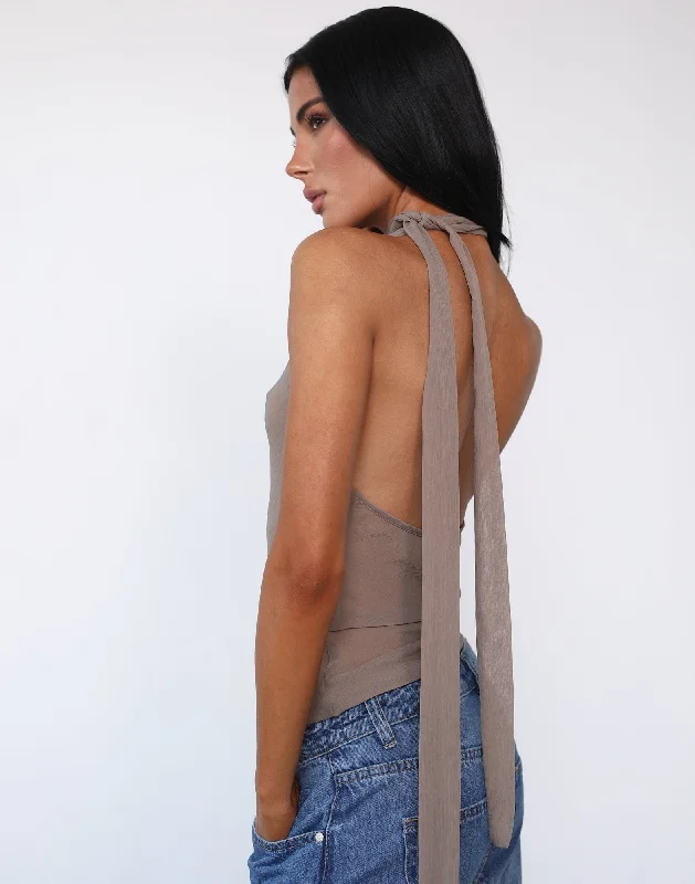 Lux Tie Top (Taupe) - By Lioness