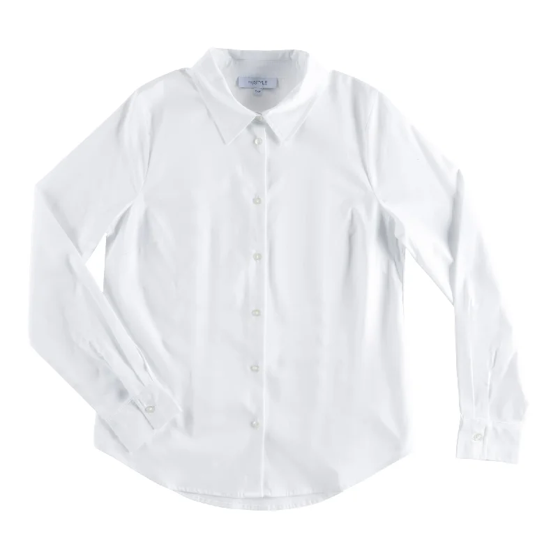 mySTYLE Women's Street Smart Poplin White Shirt